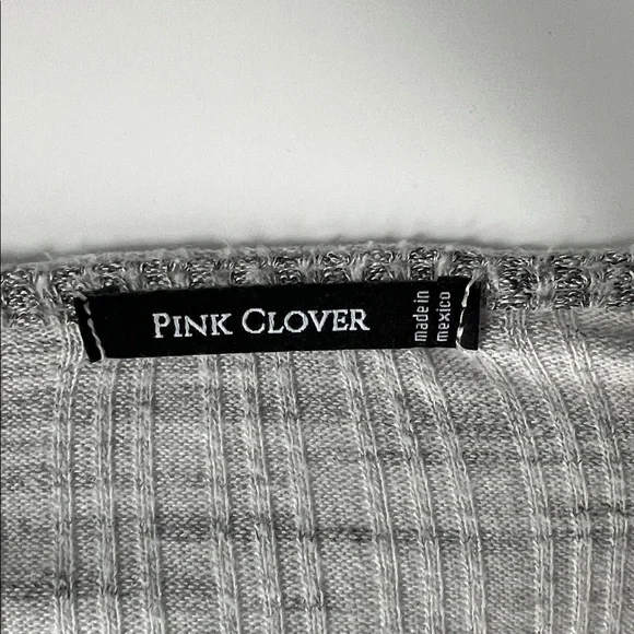 Pink Clover Gray V-Neck Long Sleeve lightweight Top est sz: Small - Picture 5 of 5
